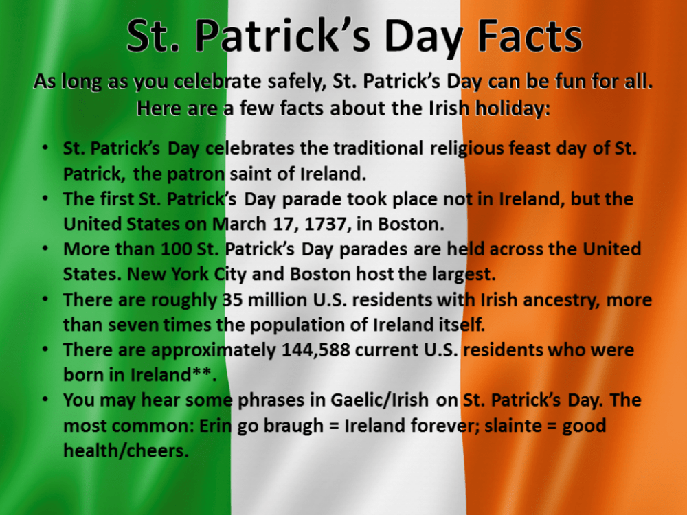 picture show some fact about the st patrick's day